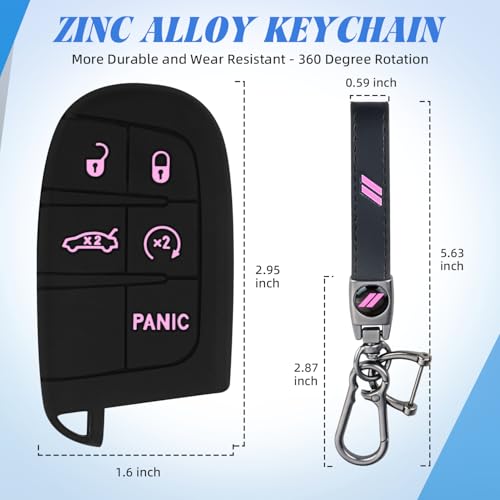 Coque de clé Dodge 5 boutons rose compatible Durango Trailhawk - 6
