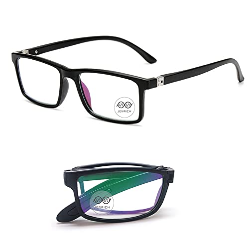 JENRICH 2-Pack Reading Glasses Foldable Mini Reading Glasses Blue Light Blocking Glasses for Men Women HD Plastic Reading Glasses Quality Readers Spring Hinge Glasses Reading Glasses computer