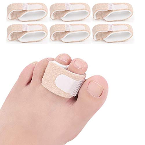 6 Pcs Broken Toe Separator Wrap Hammer Toe, Toe Straightener, Cushioned Bandages Toe Splint Wraps Separator for Broken Injured Finger Hammer Toe
