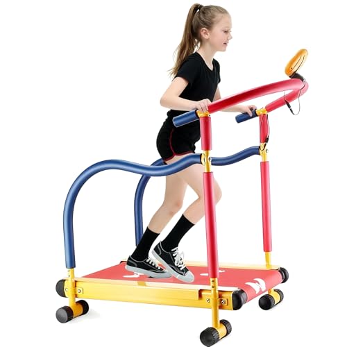 SJASD Tapis De Course D'IntéRieur Non Motorisé pour Enfants avec Inclinaison, Moniteur LED, PéDales AntidéRapantes Et Guidon – éQuipement...