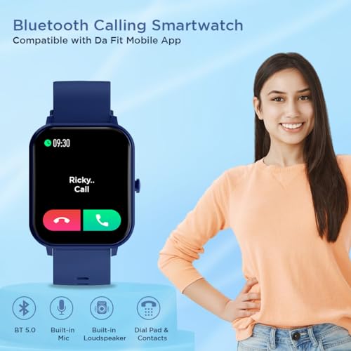Image of pTron Force X11 Bluetooth Calling Smartwatch with 1.7 inch Full Touch Color Display, Real 24 /7 Heart Rate Tracking, Multiple Watch Faces, 7Days Runtime, Health /Fitness Trackers & IP68 Waterproof (Blue)