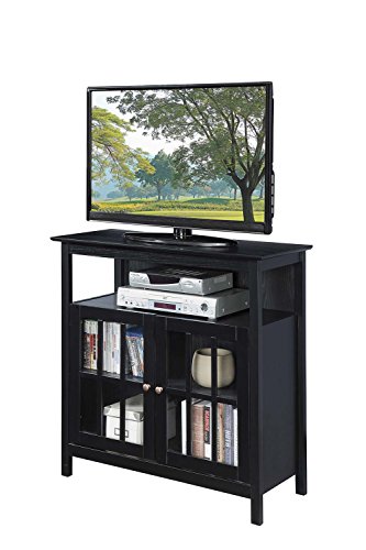 Convenience Concepts Big Sur Highboy Tv Stand With Storage Cabinets, Black #TOP2