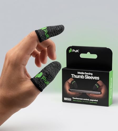 PuK Mobile Gaming Thumb Sleeves - Pack of 10 Breathable Anti-Swea...