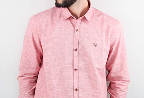 Camisa masculina linho rosa, manga longa, comfort fit (5/GG)