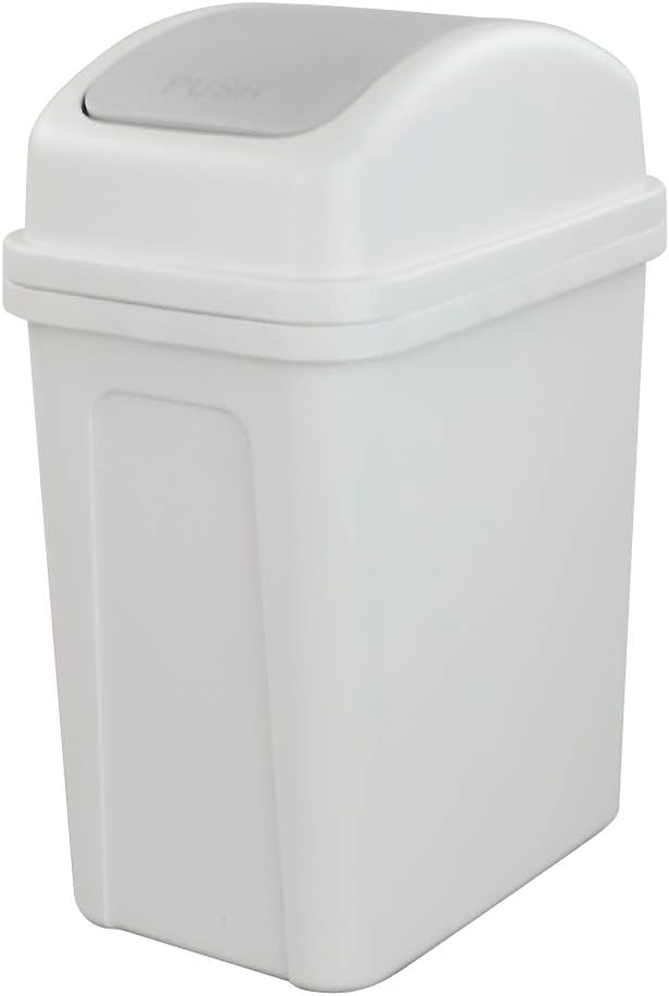 Asking 1.8 Gallon Small Trash Can with Swing-top Lid, Plastic Garbage Bin, Grey