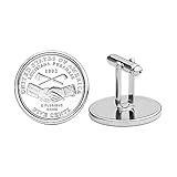 A Pair of US 2004 Jefferson Nickel 5 Cent BU Uncirculated Coin Silver Plated Cufflinks NEW - Louisiana Purchase/Peace Medal Handshake