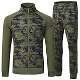 MoFiz Tracksuits Sweatsuits for Men Set Track Suits 2 Piece Casual Athletic Jogging Warm Up Full Zip Sweat Suit Camo-Green XL