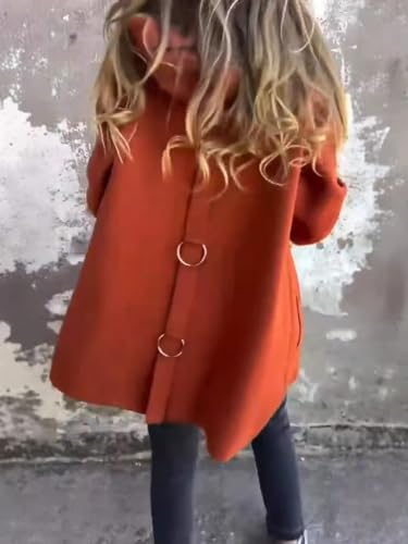 Casual Single Breasted Hooded Jacket Single Breasted Hooded Coats Lapel Neck Long Sleeve Trench Coat For Women 20242