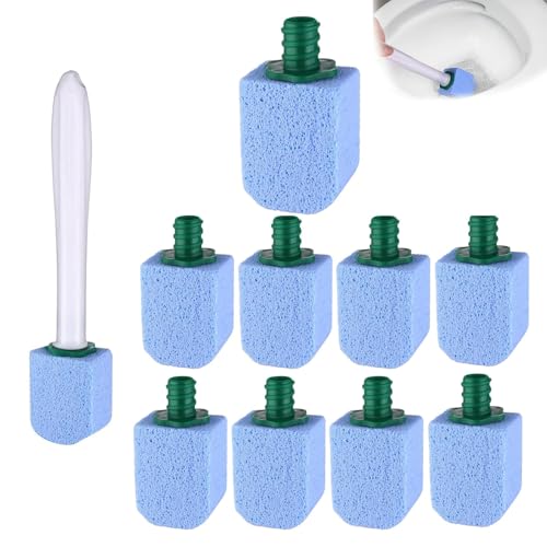 10Pcs Pumice Stone for Toilet with Handle, Toilet Pumice Cleaning Stone with Short Handle, Toilet Limescale Remover for Bathroom and Pool Cleaning, Compact Design for Easy Storage