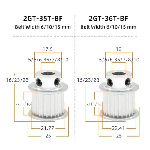 Poulie de transmission GT2 35 dents alésage 4-10mm pour courroie d'imprimante 3D - 2