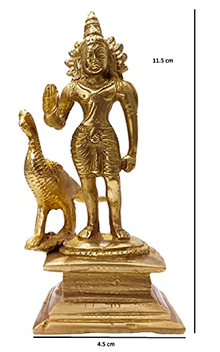 Estatua de Kartikeya en latón con acabado dorado de 12 cm miniatura 2