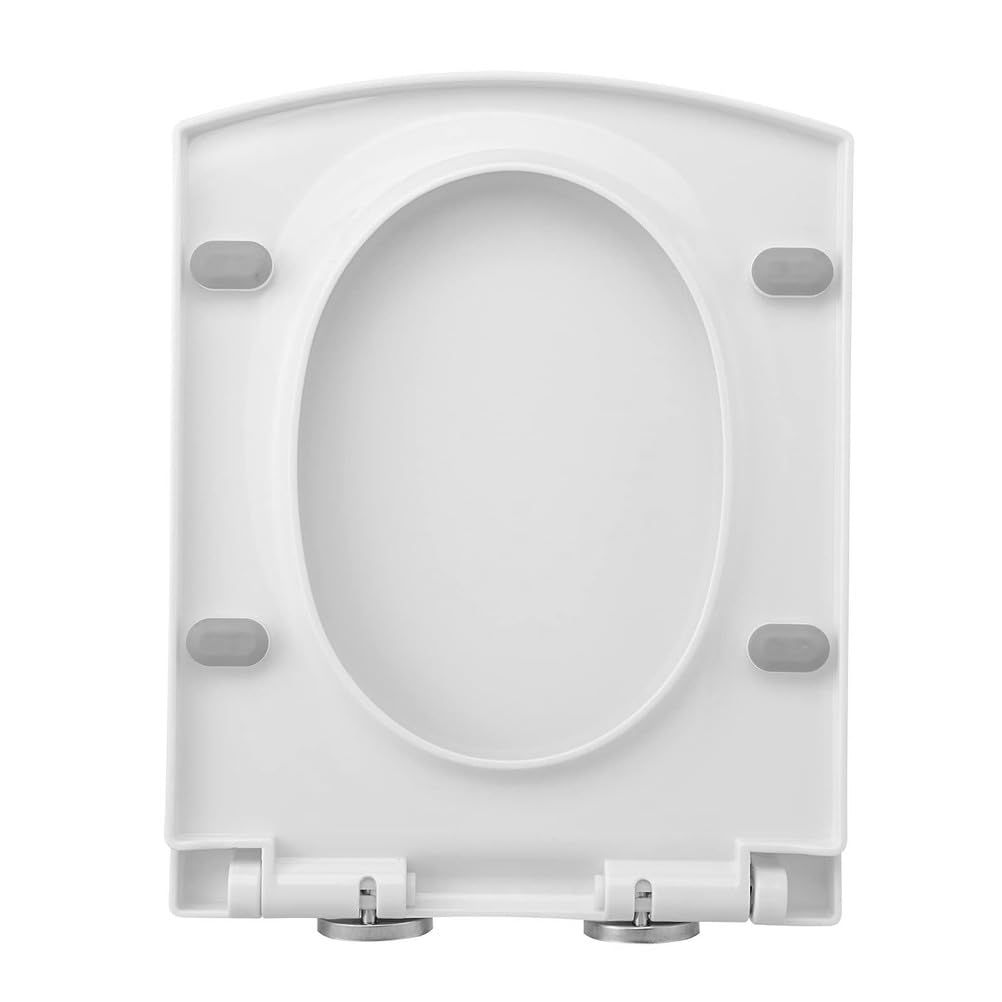 Asiento De Inodoro Cuadrado con Cierre Suave, Botón De Liberación Rápida para Una Limpieza Fácil, Tapa De Inodoro De PP, Bisagras Ajustables, Fijación Superior,03A