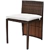 3-Piece Bistro Set with Rectangular Table and Two Cushioned Chairs in Brown and Cream White for Outdoor Dining, Stackable PE Rattan Furniture with Weather-Resistant Cushions