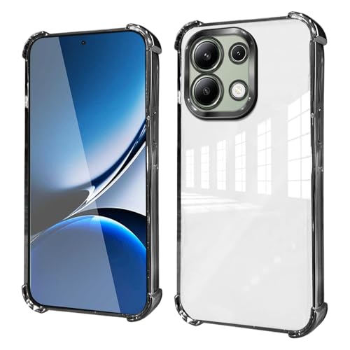 HAOYE Funda para Xiaomi Redmi Note 13 4G - Carcasa TPU Delgada con Esquinas Reforzadas, Funda Antigolpes, Diseño Transparente, Anti-Huellas - Negro