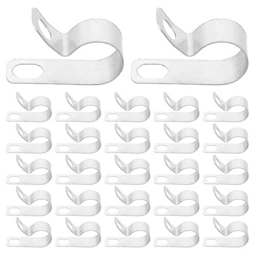 HOMSFOU 120 Pièces Clips R-type Aluminium pour Câbles Serre-câbles Résistants et Isolants Assortiment de Colliers Métalliques pour Tube et Tuyau Organisateur de Fils et Antirouille