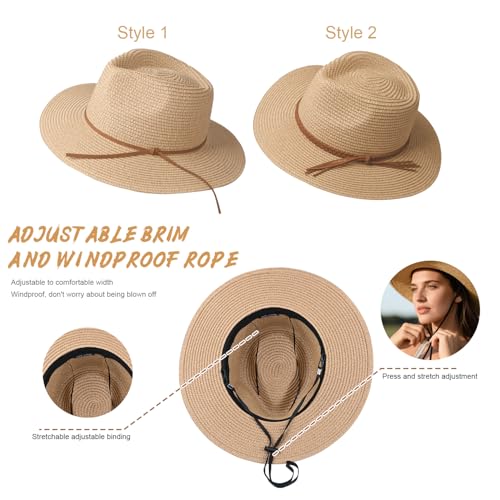 Sombrero de paja para mujer con ala ancha y protección UV miniatura 6