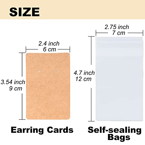 Earring Cards For Selling Including 120 Pcs Earring Holder Cards, 120 Earring Packaging And 240 Pcs Earring Backs, For Earrings/Necklace/Jewelry Display, Jewelry Packaging 3.5X2.4 Inches (Brown) #TOP1
