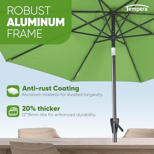 Image of Tempera Patio Market Outdoor Table Umbrella with Push Button Tilt and Crank, Large Sun Umbrella with Sturdy Pole & Fade Resistant Canopy, Easy to Set