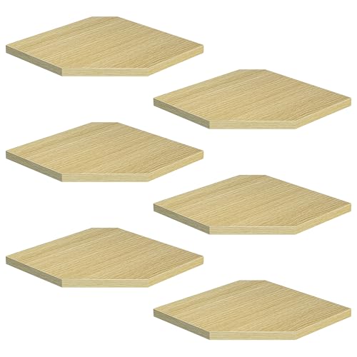 Image of Corner Shelf Wall Mount, Floating Corner Shelves, Set of 6 Corner Wall Shelf Organizer, Rustic Wood Wall Storage Display Shelves for Living Room Bedroom Bathroom Kitchen, Rustic Brown, Oak