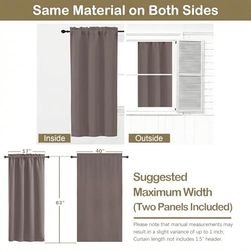 Image of Latte Blackout Curtains for Bedroom 63 Inch Length 2 Panels, Protect Privacy Thermal Insulated Solid Curtains for Living Room, Rod Pocket Window Treatment Blackout Drapes, 2x40Wx63L