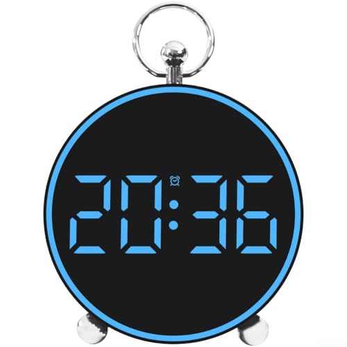 Zoegneer Moderno reloj despertador digital LED con pantalla de temperatura y luz nocturna suave para dormitorio, uso de mesita de noche, múltiples ajustes de alarma, diseño minimalista elegante
