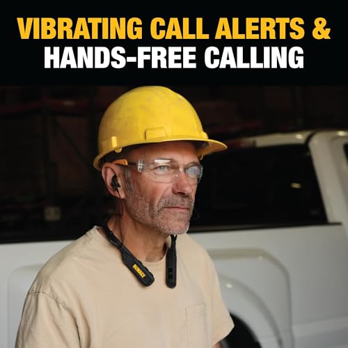 DEWALT Black Limited Edition 2-in-1 Neckband Bluetooth Headphones w/Built-in Speakers, Jobsite Wearable Speaker & Around Neck, Wireless Headset, 60+ Hrs, Hands-Free Music & Calls, Carry Pouch Incl