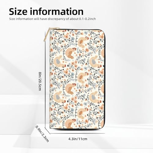 Floral Chicken Print Wallet Women Men, Long PU Leather Wallets for Women, Cute Womens Travel Wallet Purse Pouch with Zipper Pocket3