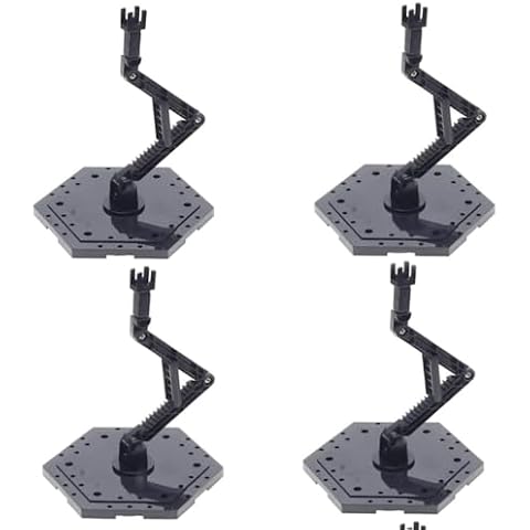 Bioristar HG RG Hobby Action Base Gundam Model Stand Hobby Display Stand Pack of 4 1/144 Scale (4 pack Black) Cover