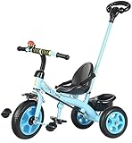 TRICICLO CON MANGO DE EMPUJE PADRE AJUSTABLE: Este triciclo de tres ruedas tiene un mango de empuje que se puede ajustar de acuerdo con los requisitos de altura de los padres, con un mango antideslizante, ajustable en altura, Fácil de quitar, fácil de instalar.
