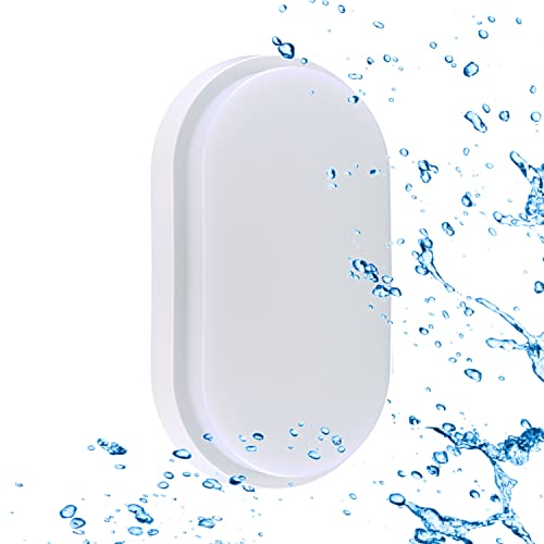 Sigmaled lighting - Plafón led 15W - Impermeable IP54 - Luz Blanca Cálida 3000K - 1350 Lumen - Plafón y aplique OVAL resistente al agua - Ideal para uso Exterior o Interior