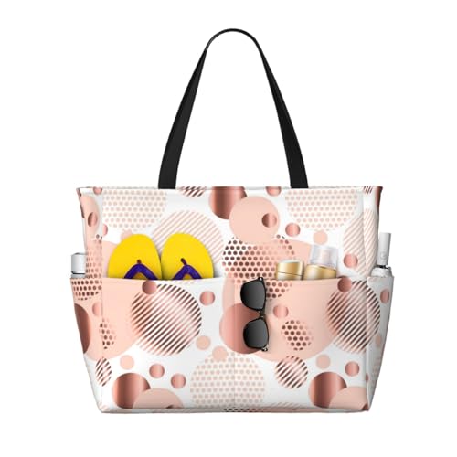 Grand sac de plage Vague d'or rose : sac fourre-tout à bandoulière pour femme