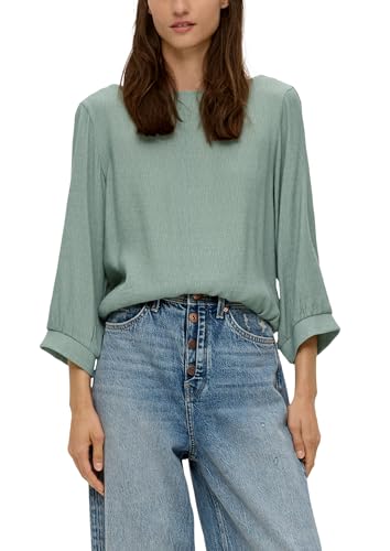 T-Shirt à Manches 3/4 Femme Vert Col Rond Coton Confortable 36 38