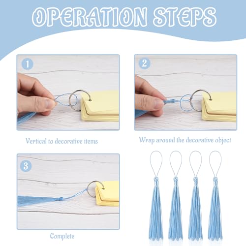 Image of 100 Pcs Bookmark Tassels Bulk Light Blue Soft Craft Silky Handmade Mini Tassels for Jewelry Making with Loops for DIY Craft Accessory Dress Decoration