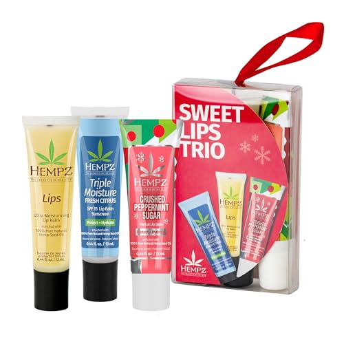 Hempz Sweet Lips Trio, 3 Lip Balms, Holiday Gift, Stocking Stuffer