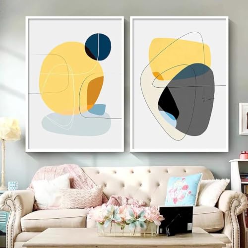 Affiches d'art mural jaunes KEBIA pour sublimer un grand salon