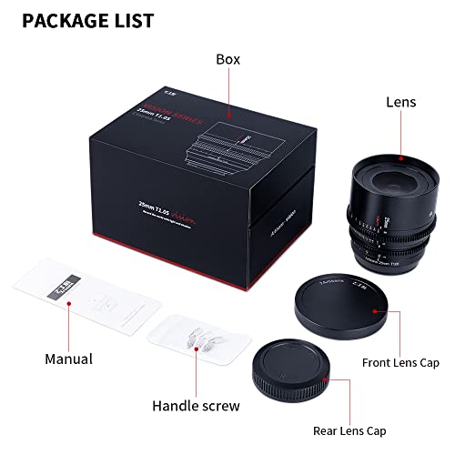 7artisans 25mm T1.05 Large Aperture Cine Lens Wide-Angle Manual Focus Low Distortion Mini Cinema Lens Compatible for Sony E Mount Mirrorless Camera, Black