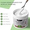 Nicpro Clear Gesso Primer for Acrylic Painting(21.2Oz / 513ML), Gesso Surface Prep Medium for Acrylic Paint, Oil Paint, Pencil & Pastel, Mixable Clear Gesso Primer for Canvas, Wood, Paper, Plastic