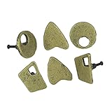 Zeckos Set of 6 Antique Gold Finish Mid Century Modern Décor Atomic Shape Cast Iron Drawer Pull Cabinet Knobs - 2 Inches Long -Easy Installation - Timeless Elegance