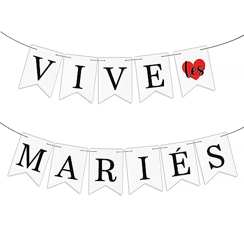 1Pc Banderole VIVE les MARIES Guirlande Just Married pour Décoration Voiture Mariage Fiançailles avec Ruban