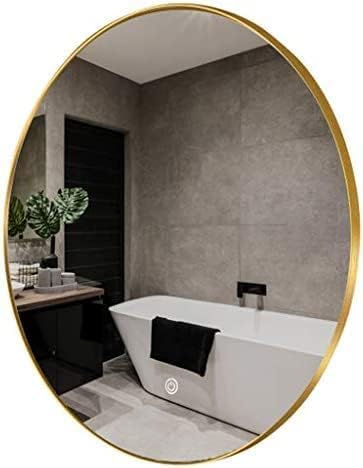 Miroirs ronds avec lumière LED dorés de 50cm pour décoration murale