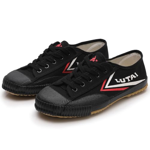 Scarpe per Arti Marziali Aldult Unisex Tai Chi Kung Fu Sneakers Canvas Qigong Scarpe da Ginnastica Low-Top Canvas Trainers,Nero,43 EU