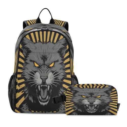 Sac d'école chat noir en colère pour la rentrée des classes et les sorties scolaires