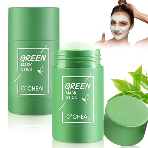 HOUSN Green Tea Deep Cleanse Mask, Green Mask Stick Puntos Negros 2pcs para Limpieza Profunda, Control de Aceite, Hidratante Calmante con Extracto Puro de Té Verde Natural