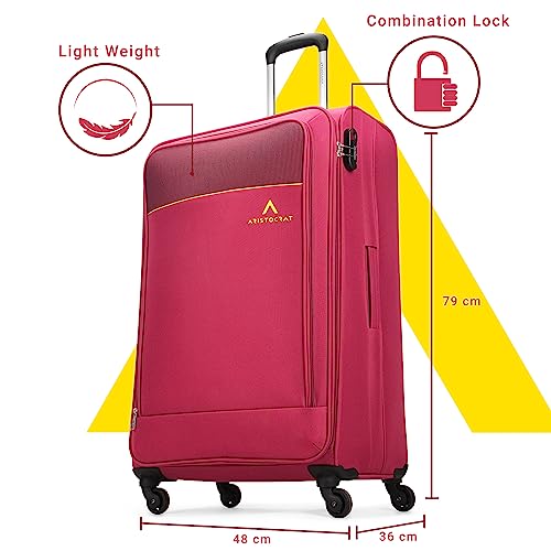 Aristocrat-Oasis-Plus-Large-Size-Soft-Check-in-Luggage-79-cm-Spacious-Polyeste-Trolley-with-4-Wheels-and-Combination-Lock-Dazzling-Red-Unisex-5-Year-Warranty