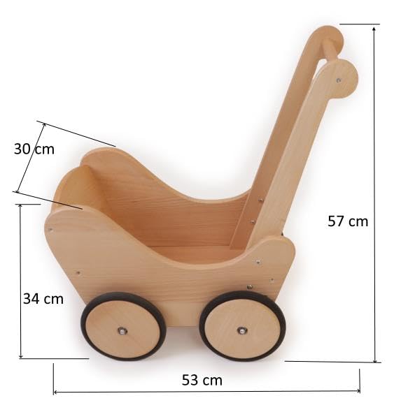 Puppenwagen Pink aus Holz | Höhenverstellbar | Lauflernwagen für Kinder ab 2 Jahren – Bild 3