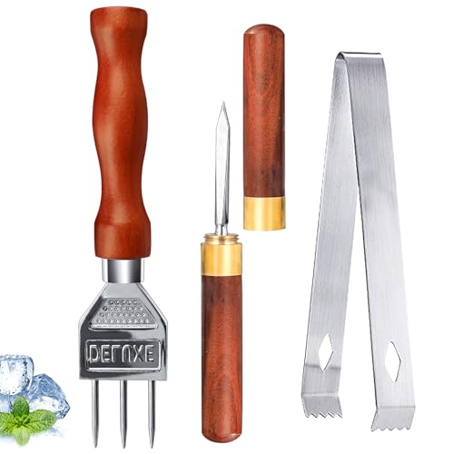 Ice Pick Stainless Steel Ice Crusher with Wooden Handle Ice Chipper Ideal for Breaking Ice Kitchen Tool 3 Pack 1