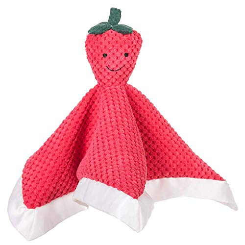 Image of Apricot Lamb Stuffed Fruit Strawberry Security Blanket Infant Nursery Character Blanket Luxury Snuggler Plush Baby Lovey(Strawberry, 13 Inches)