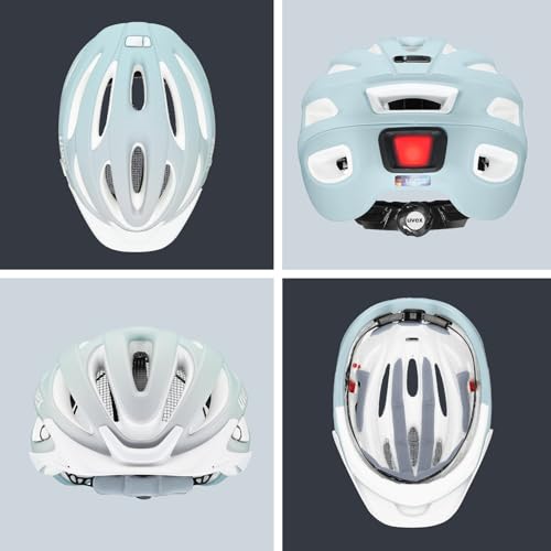 uvex True cc - Leichter Fahrradhelm für Damen und Herren - individuelle Größenanpassung - erweiterbar mit LED-Licht - papyros - peakock matt - 52-55 cm