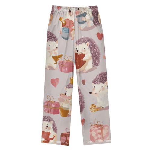 Hedgehog with Love Boys Long Pants Soft Trousers Elastic Waist Kids Lounge Bottoms with Pockets S-XL2