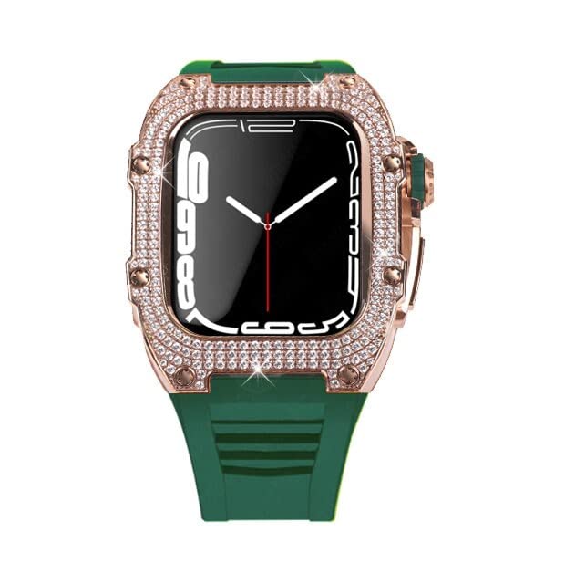 Kit de modification Apple Watch 8 45mm bracelet caoutchouc et étui diamant homme